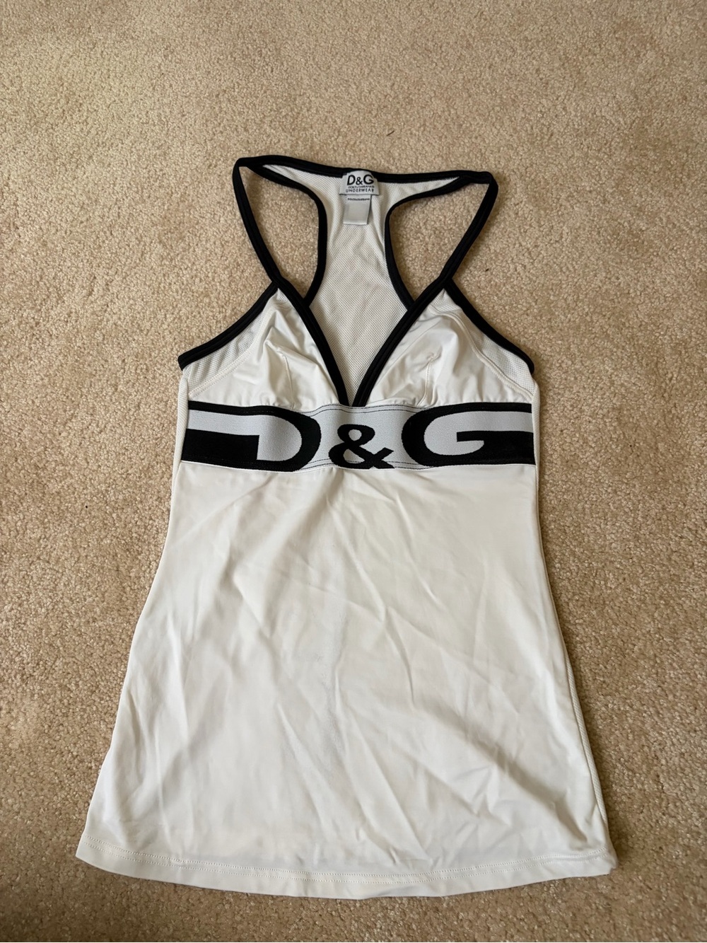 D&G underwear White & Black Racerback Logo Tank Top